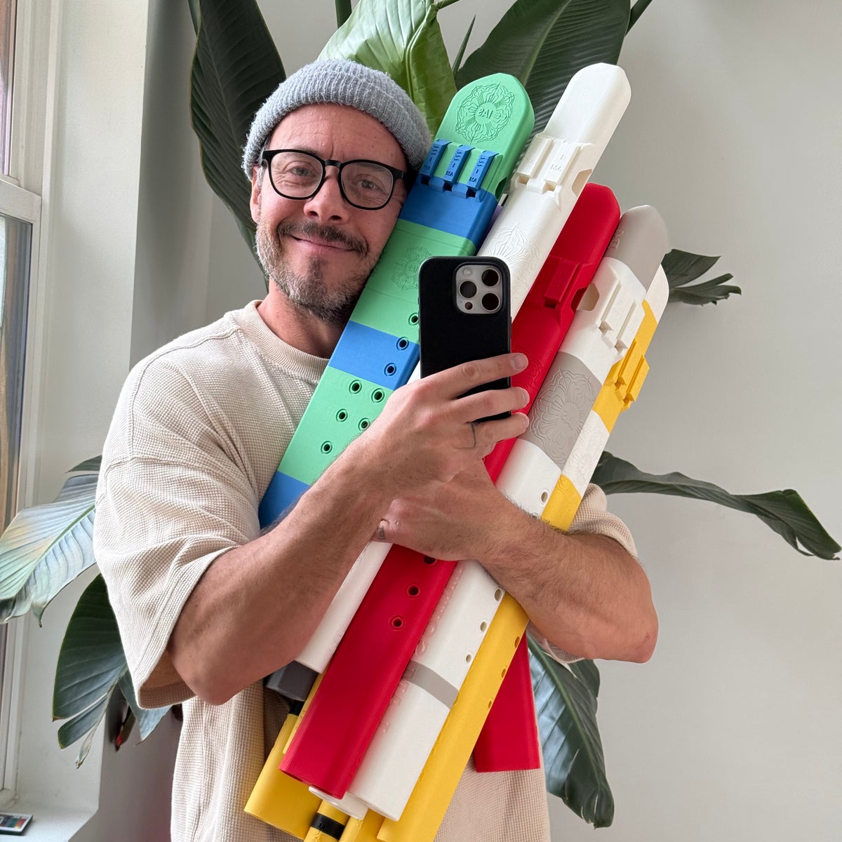 Iamsound, Founder with the full set of flutes · Google ad image