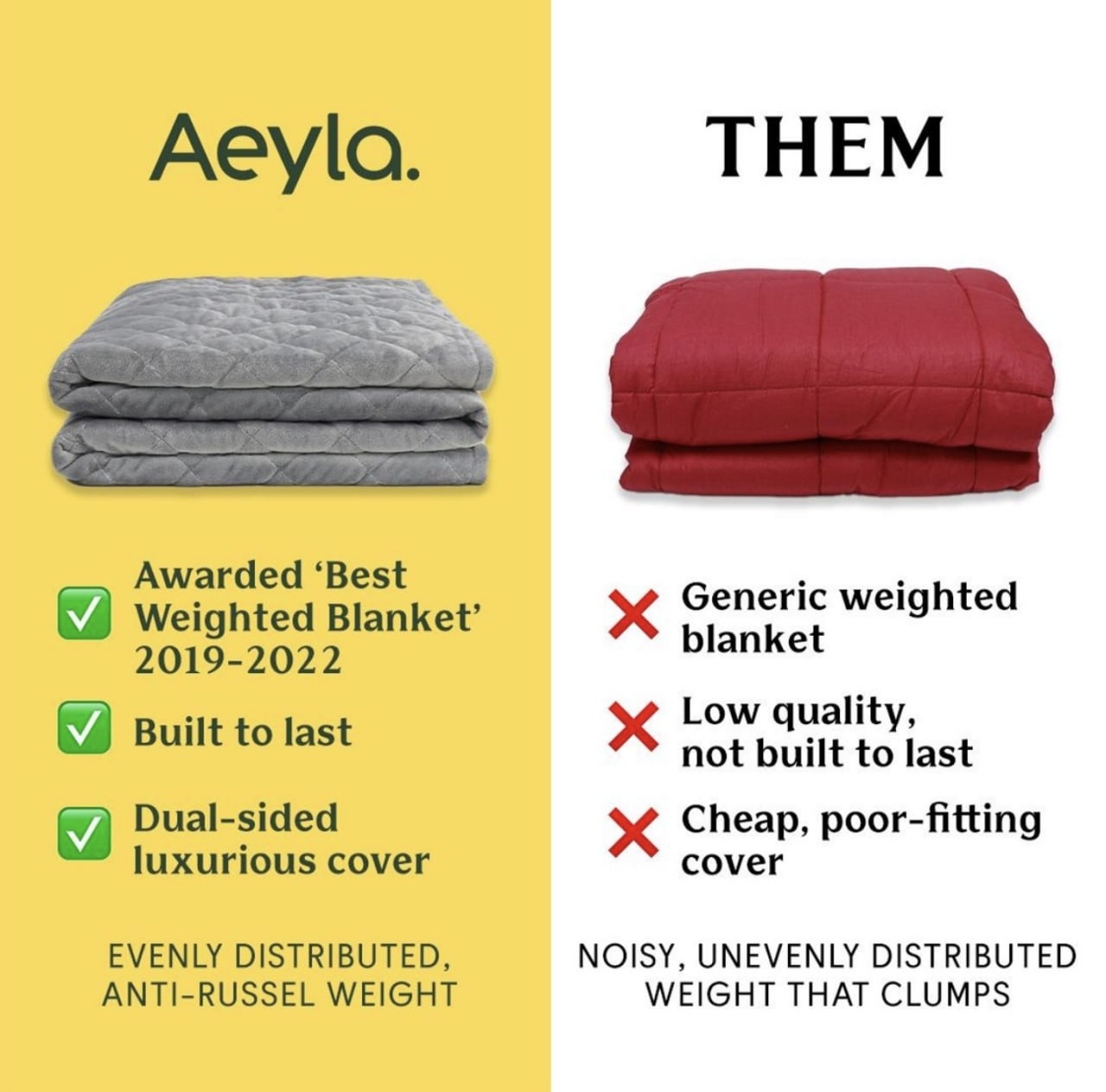 Us vs Them comparison · weighted blanket
